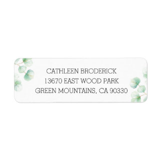 Romantic Green Watercolor Eucalyptus Leaves Label Return Address Label
