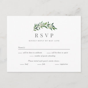 Romantic Greenery Wedding RSVP Reply Card