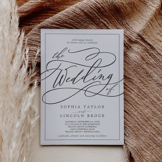 Romantic Grey Calligraphy | Frame The Wedding Of Invitation (Creator Uploaded)
