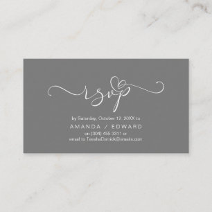 Romantic, Grey, Party RSVP, respond Enclosure Card