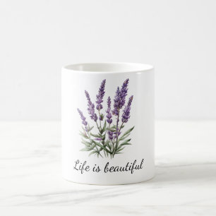 Romantic Grey Purple Lavender Floral Coffee Mug