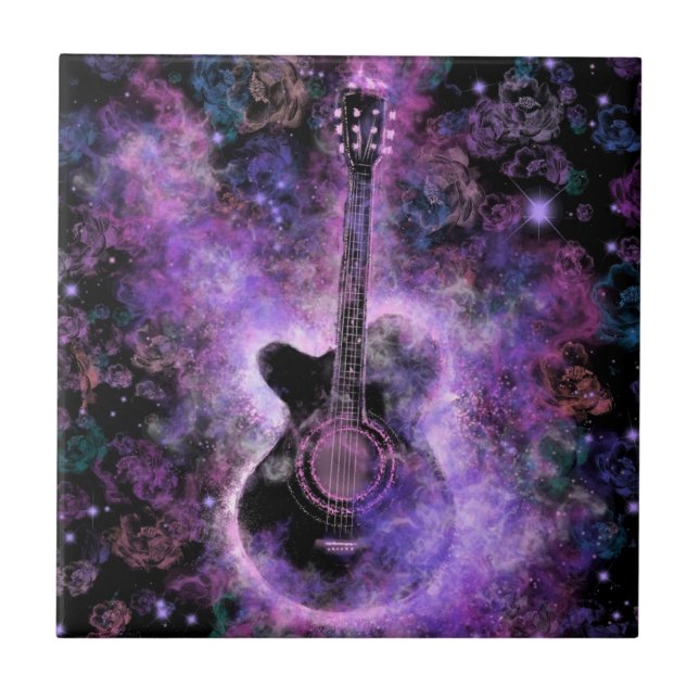 Romantic Guitar Music - Magic Melody Ceramic Tile (Front)