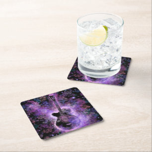 Romantic Guitar Music - Magic Sound Square Paper Coaster