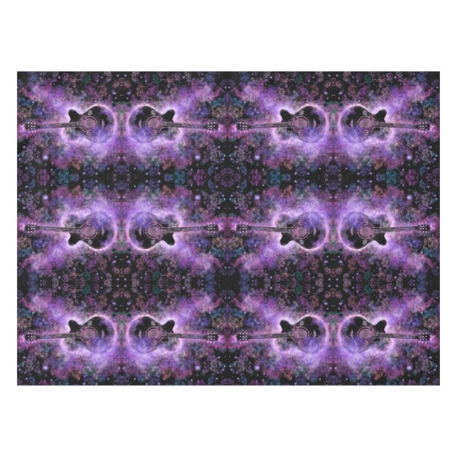 Romantic Guitar Music Tablecloth Purple (Front (Horizontal))