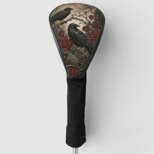 Romantic Halloween Gothic Ravens and Roses Golf Head Cover