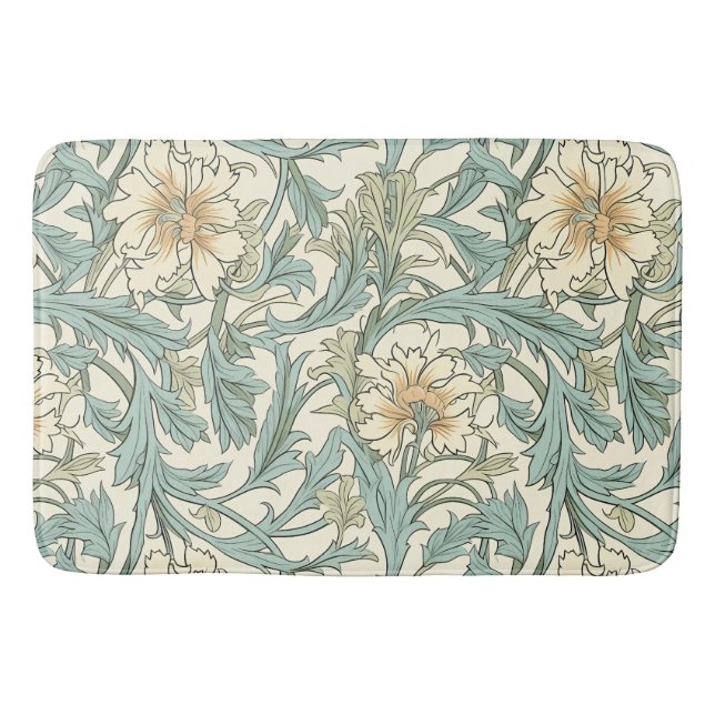 Romantic hand drawn botanical Wild flowers pretty Bath Mat (Front)