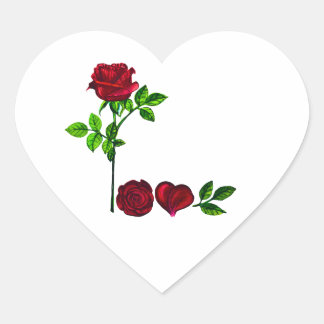 Romantic Hand-Painted LOVE Rose Heart Sticker
