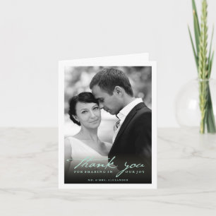 Romantic Handwriting Script Stylish Photo Wedding Thank You Card