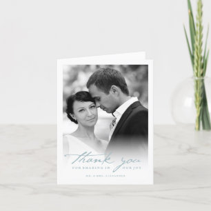 Romantic Handwriting Script Stylish Photo Wedding Thank You Card