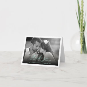 Romantic Handwriting Script Stylish Photo Wedding Thank You Card