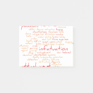 Romantic Handwritten Love Word Cloud Red Text Post-it Notes