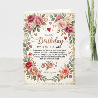 Romantic Happy Birthday Card for Wife