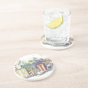 Romantic Happy Easter Bunny Greeting Coaster