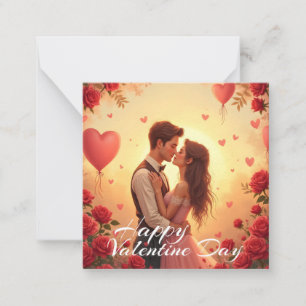 Romantic Happy Valentine Day Couple Art Card