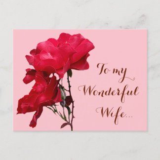 Romantic Happy Valentine red rose flowers floral Postcard