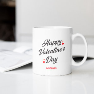 Romantic Happy Valentine's Day Red Hearts Elegant Coffee Mug