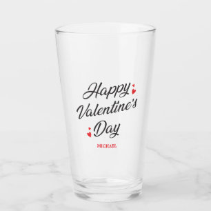 Romantic Happy Valentine's Day Red Hearts Elegant Glass