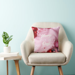 Romantic "Happy Valentine's Day" Rose Cushion