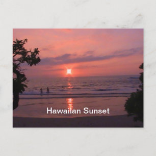 Romantic Hawaiian Sunset Ocean Beach Postcard