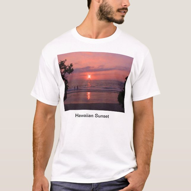Romantic Hawaiian Sunset Ocean Beach T-Shirt (Front)