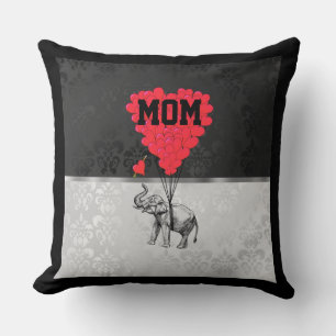Romantic heart and elephant for mum cushion