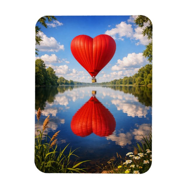 Romantic Heart Balloon Reflection Illustration Magnet (Vertical)