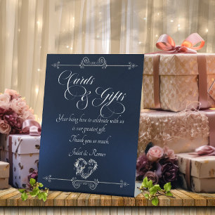Romantic Heart Cards & Gifts - Blue Pedestal Sign