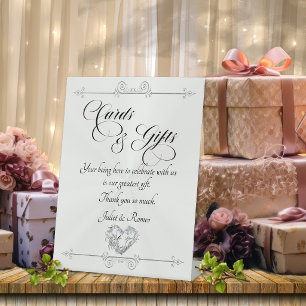 Romantic Heart Cards & Gifts - White Pearl Pedestal Sign