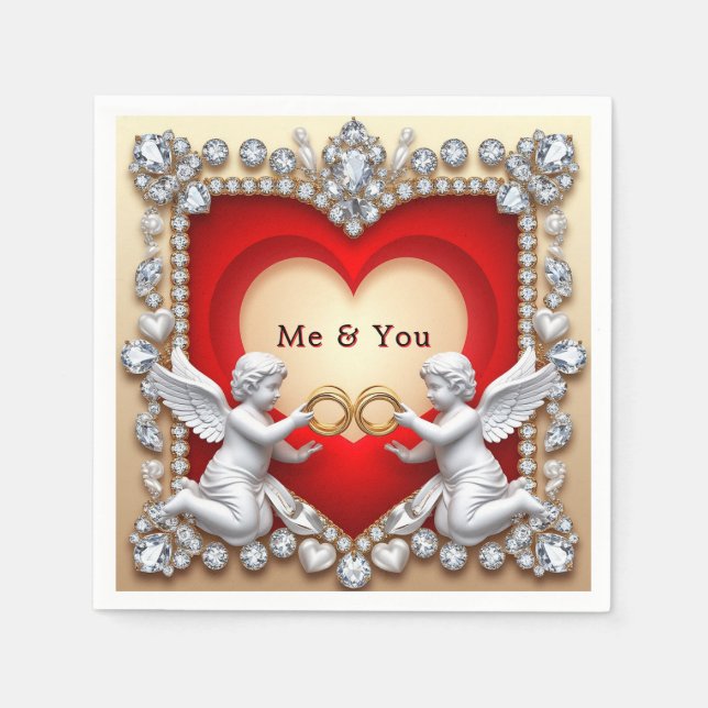 Romantic Heart Design Napkin (Front)