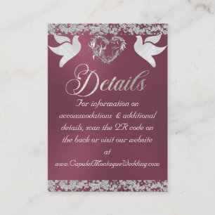 Romantic Heart, Dove & Glitter, QR Code - Lavender Enclosure Card