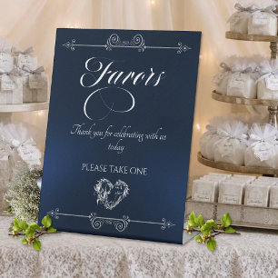 Romantic Heart Favours - Blue Pedestal Sign
