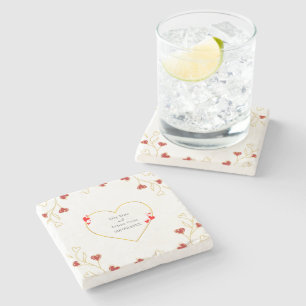 Romantic Heart Floral Stone Coaster