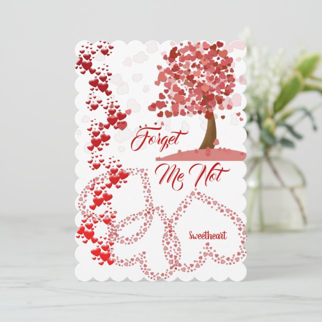Romantic Heart Forget Me Not Sweetheart Valentine Holiday Card (Standing Front)