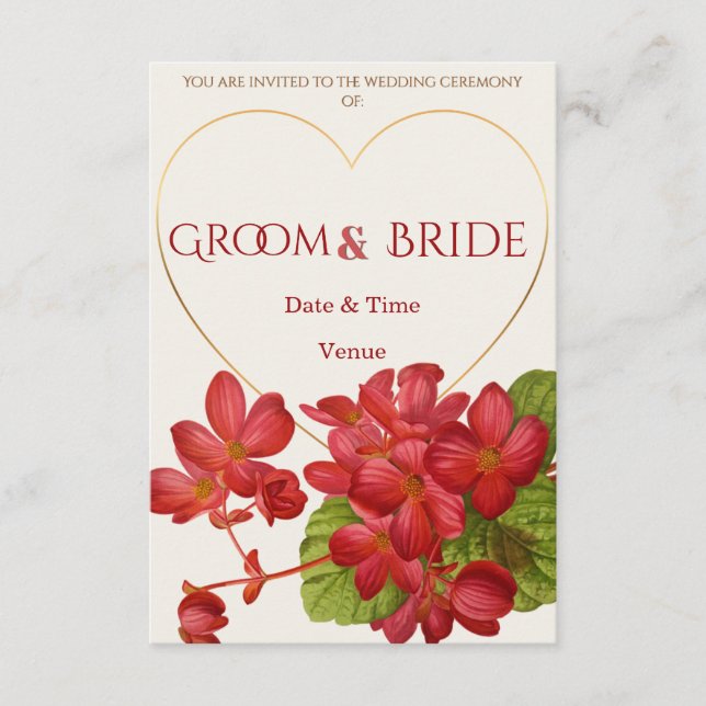 Romantic Heart-Frame Floral Wedding Invitation (Front)