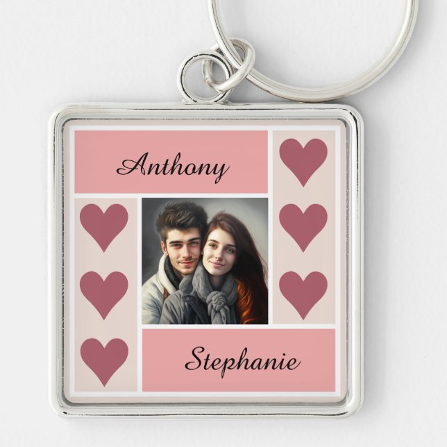 Romantic Heart Frame Gift - Add Your Own Photo  Key Ring (Front)