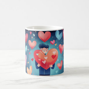 romantic Heart Ilustration Gift for Valentines day Coffee Mug