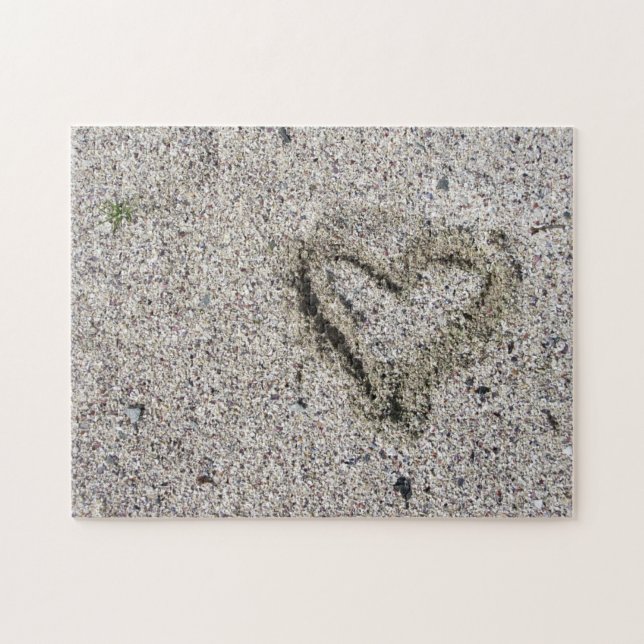 Romantic Heart in Sand Photo Challenge Jigsaw Puzzle (Horizontal)