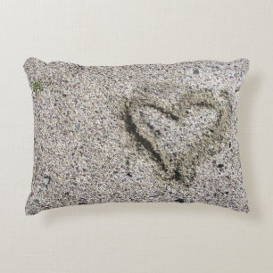 Romantic Heart in Sand Photo Decorative Cushion