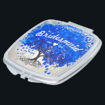 Romantic Heart Leaf Tree Bridesmaid Wedding Travel Mirror<br><div class="desc">Personalised Romantic Cobalt Blue Heart Leaf Tree  Wedding Compact Mirror</div>