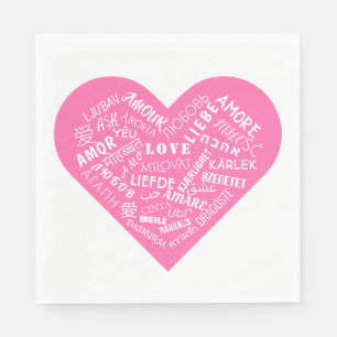 Romantic Heart Napkins with Text - Love