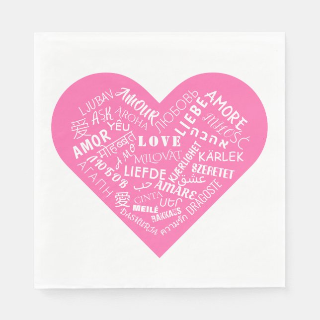 Romantic Heart Napkins with Text - Love (Front)