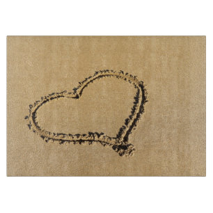 Romantic Heart on Beach Sand Photo Cutting Board