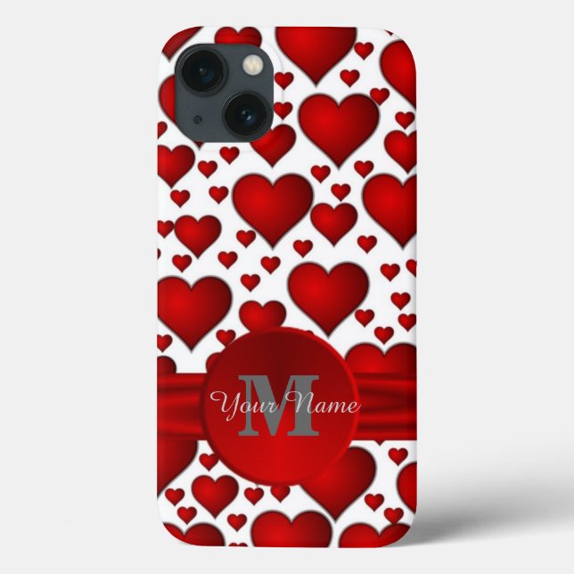 Romantic heart pattern monogrammed Case-Mate iPhone case (Back)