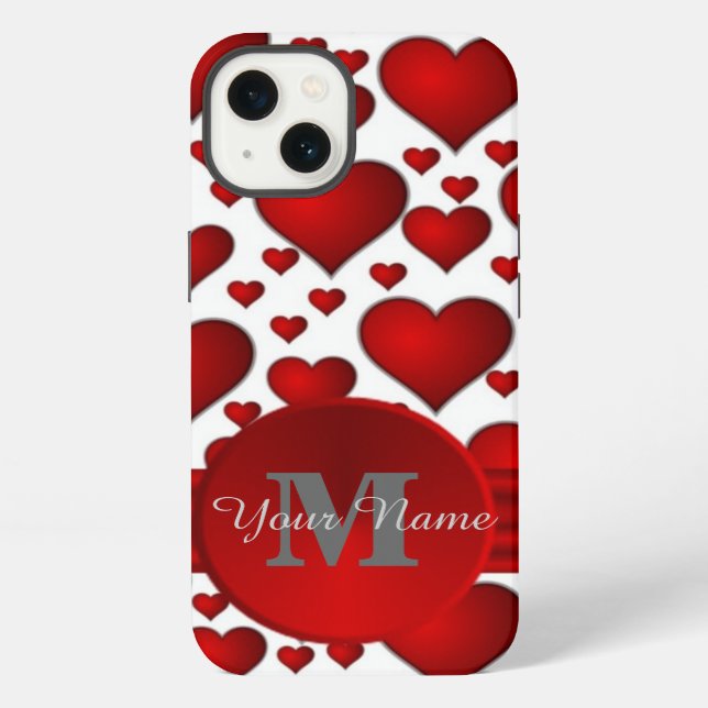 Romantic heart pattern monogrammed iPhone case (Back)