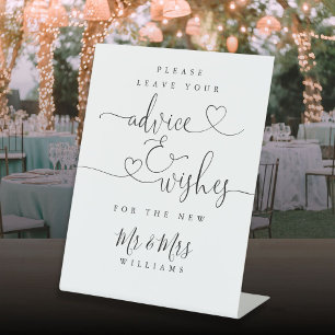 Romantic Heart Script Advice And Wishes Pedestal Sign