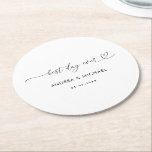 Romantic Heart Script Best Day Ever Wedding Party Round Paper Coaster<br><div class="desc">These elegant paper coasters would make a wonderful addition to your wedding supplies! Easily add your own initials by clicking on the "personalise" option.</div>