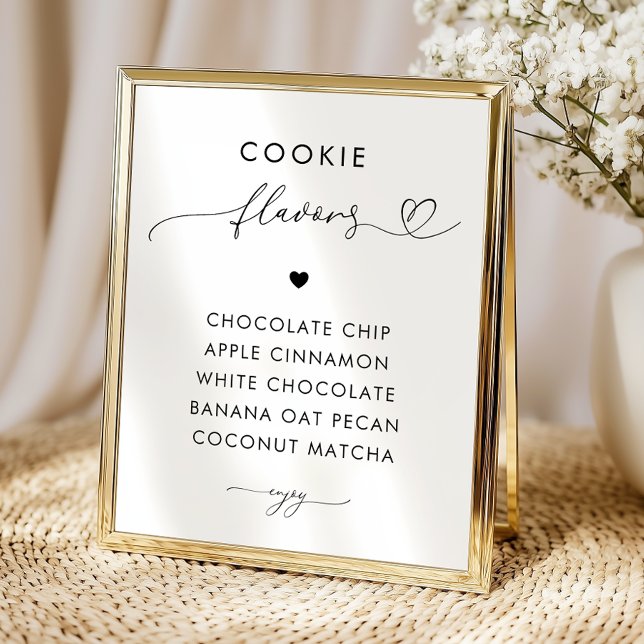 Romantic Heart Script Cookie Flavours Wedding Sign (Creator Uploaded)
