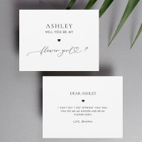 Romantic Heart Script Flower Girl Proposal Card