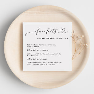 Romantic Heart Script Fun Facts Newlyweds Wedding Napkin