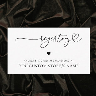 Romantic Heart Script Minimalist Gift Registry Enclosure Card